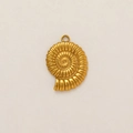 Detail of 18k gold plated stainless steel nautilus shell pendant with textured surface - Conch Pendant