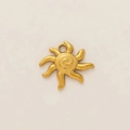 Detailed view of 18k gold plated sun pendant with spiral texture and wavy rays - Sun Radiant Pendant