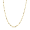 Minimalist polished gold paperclip chain necklace for women featuring rectangular links - Paperclip Basic Necklace (Gold)