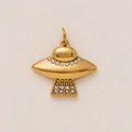 UFO-Anhänger mit 18K Gold-Vakuum-Beschichtung und funkelnden Strasssteinen - Hat Pendant Only (Without Chain)