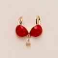 Creative heart bikini pendant in gold finish with red enamel and teardrop crystal - Bikini Top Pendant