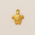 Detailed view of 18k gold plated sea turtle pendant with starfish and shell textures - Tortoise Pendant