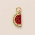 Wassermelonen-Anhänger mit 18K Goldbeschichtung und rotem Emaille-Finish für DIY-Schmuck - Wassermelonen-Anhänger Ohne Ohrring