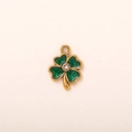 Colgante de trébol en acero inoxidable chapado en oro 18K con esmalte verde y circón - Colgante De Trébol