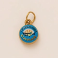 18K vergoldeter Edelstahl-Rundanhänger mit blauem Fischmotiv und Gravur - Caviar Fish Pendant Only (Without Chain)