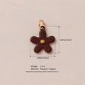 Brauner Emaille Blumenanhänger aus Kupfer mit gelber Mitte und goldenem Ring - Anhänger Ohne Kette - Rote Blume