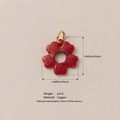 Blumenanhänger aus Kupfer mit rot getropftem Emaille und schwarzen Punkten 14mm - Anhänger Ohne Kette - Gepunktete Blume