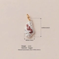 Artik-Blatt-Kupferanhänger mit rotem Zweigmuster und goldenem Ringdetail - Anhänger Ohne Kette - Blatt