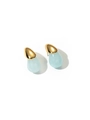 Detail of light blue teardrop resin earrings with a polished gold finish and minimalist design - Waterdrop Patchwork Studs (#5 Blue)