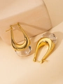 Detalle de pendientes de acero de titanio dorado en forma de U con esferas transparentes - Hebilla de Oreja en U (#1 Transparente) / Colores Brillantes