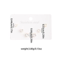 Three pairs of heart-shaped stainless steel earrings with white cubic zirconia in gold plating - Heart Rhinestone Studs Set (BJGE1113)
