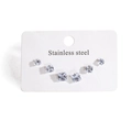 Trois paires de boucles d'oreilles carrées en zircon et acier inoxydable avec 4 griffes - Argent Carré Strass