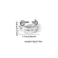 Detailed view of titanium steel feather ring showing dimensions 1.7cm inner diameter - Feather Texture (BJGR0341-#0347)