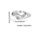 Detail view of crescent interlocking and Cuban chain design on adjustable silver steel ring - Geometric Interlocking (BJGR0341-#0353)