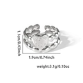 Detail of silver heart ring with for best engraving and beaded band design - Heart Letter (BJGR0341-#0341)
