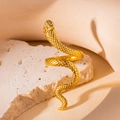 Luxurious gold-plated snake-shaped adjustable open ring with detailed scale texture - Gold Style 11