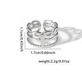 Detailed view of silver multi-layer titanium steel ring with dimensions and weight - Cross Floral (BJGR0341-#0344)