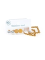 Three-pair gold stainless steel earring set with crystal studs and hoop designs - Prong Gold Style (EXRGE0449)