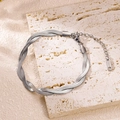 Detail of twisted double-layer stainless steel herringbone chain bracelet with S.steel tag - 2-Strand Braided Bracelet / Silver