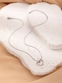 Detail of silver heart pendant with snake chain and clasp on white textured stone - Heart Circle Chain (Silver)
