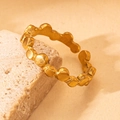 Vintage gold titanium steel ring with textured discs and adjustable open design - Continuous Disc Style (26) / Gold