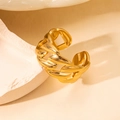 Adjustable chunky gold chain ring with a vintage minimalist link design in titanium steel - Cuban Chain Style (#0126)