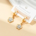 Elegant gold-plated stainless steel flower drop earrings with sparkling crystals for women - Zirconia Flower