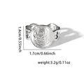 Detail of silver steel coin ring with portrait relief and hollow chain band - Coin Relief (BJGR0341-#0346)
