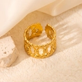 Anello regolabile in acciaio al titanio dorato con motivo geometrico dal design di lusso - Stile Geometrico Cavo (#0130)