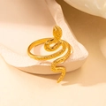 Anello a serpente dorato elegante con trama a squame e finitura lucida di lusso - Stile a Squame di Serpente Realistico (#0132)
