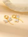 Elegant 18K gold plated dragonfly drop earrings with sparkling crystals and white wings - 18K Gold / Rhinestone Dragonfly E2