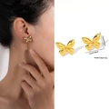 Elegante gouden vlinder oorbellen van titanium voor dames met maataanduidingen - Agile Strik Stijl