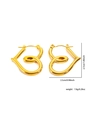 Detail showing dimensions and weight of golden twisted heart-shaped hoop earrings - 3D Twisted Line Heart Earrings (ZYRH00060J)