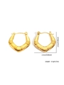 Detailed dimensions of gold V-shaped titanium steel earrings with ribbed texture - Horizontal Textured Geometric V-Hoops (ZYRH00062J)