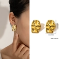 Boucles d'oreilles lave dorées irrégulières style métal liquide pour femmes de 2,7 cm - Style Texture de Lave