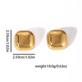 Détail de boucles d'oreilles carrées dorées de 2,59 cm avec dimensions et poids - Style Carré Arrondi (ZJGE1139)