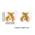 Guide des tailles pour boucles d'oreilles en acier inoxydable doré 18k avec design en croix - Style Croix en X (ZJGE1140)