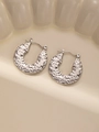 Minimalist silver titanium earrings with textured molten lava hammer finish style - Irregular Hammered Style (#0230)