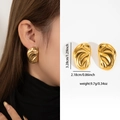 Boucles d'oreilles dorées en acier titane aux formes ondulées et texture de lave fondue - Style Irrégulier Lave