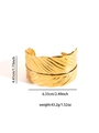 Detailed view of golden feather cuff bracelet showing precise size and weight metrics - Feather Vein Textured Style (BJGB0156)