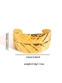Detailed view of leaf texture and hammer pattern on wide gold plated steel cuff bracelet - Fine Hammered Leaf Vein Style (BJGB0157)