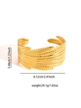 Detail view of gold feather cuff bracelet with 3.48cm width and intricate texture - Layered Fine Feather Pattern Style (BJGB0160)