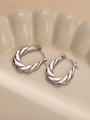 Orecchini a cerchio intrecciati in argento dallo stile minimalista e quotidiano - Stile 3D Intrecciato Minimalista (#0227)