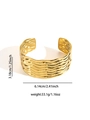 Detailed view of gold stainless steel bangle with wavy texture and size measurements - Water Ripple Wave Texture Style (BJGB0161)