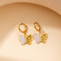 Orecchini a cerchio a farfalla dorati con strass scintillanti e design traforato - Farfalla Dorata Traforata