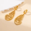 Golden butterfly wing earrings with hollow design and crystal accents for women - Gold Butterfly Wings