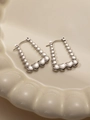 Orecchini minimalisti in acciaio argento a forma di U con grandi ciondoli a cuore - Stile a forma di U decorato con cuore (#0205)