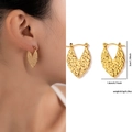 Boucles d'oreilles créoles dorées en forme de V texturées avec dimensions de 3cm - Boucles d'Oreilles Martelé en V (ZJGE0354)
