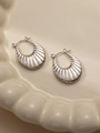 Orecchini a cerchio minimalisti in argento con trama a conchiglia vintage - Stile Texture Radiale Vintage (#0207)