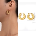 Boucles d'oreilles créoles dorées en acier titane avec texture radiale de 2,5 cm - Créole Texture Radiale (ZJGE0356)